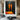 Abstract oil painting of two glowing orange human silhouettes standing vertically against a dark charcoal background with mirrored reflections.