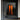 Abstract oil painting of two tall orange silhouettes with mirrored reflections, standing against a deeply textured charcoal-black background.