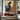 Handmade Abstract Female Silhouette Painting in Blue and Orange Colors