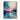 Abstract oil painting of sunset over water with orange and blue color gradients, textured brushstrokes, and dark mountain silhouettes on the horizon.
