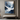Abstract Mountain Oil Painting in Blue and White with Glacier-Inspired Composition