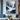 Abstract Mountain Oil Painting in Blue and White with Glacier-Inspired Composition
