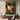 Abstract oil painting portrait with fragmented geometric shapes in vibrant red and blue, contrasting circular patterns and visible brushstroke textures.