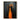 Abstract oil painting of two elongated black silhouettes standing in a vibrant orange light pathway, dark charcoal background enhancing dramatic contrast.