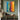 Abstract Urban Canvas Art with Rainbow Street and Minimalist Umbrella Figures