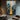 Abstract Urban Skyline Oil Painting in Gold and Blue