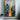 Abstract Urban Skyline Oil Painting in Gold and Blue