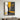 "Amber & Ash Bloom" abstract oil painting of a stylized tree with a black trunk and vibrant yellow textured foliage, set against a textured background of greys and whites with black and yellow drips.
