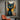 Hand-painted expressionist black cat portrait in graffiti color style