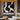 Hand-painted modern abstract oil painting with black and white curves in square shape
