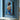 Hand-painted oil painting of woman in blue dress from behind, impressionist canvas wall art with textured palette knife technique