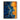 abstract fluid oil painting with deep blue and gold waves, cosmic-inspired wall art for modern decor