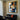 Geometric abstract oil painting with textured blocks in blue, orange, and beige tones