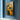 Geometric Abstract Cityscape Oil Painting in Yellow and Blue