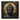 black and gold Buddha portrait with golden halo in square format canvas