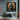 black and gold Buddha portrait with golden halo in square format canvas