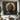 black and gold Buddha portrait with golden halo in square format canvas