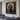 black and gold Buddha portrait with golden halo in square format canvas