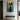 Graffiti abstract cat painting with large black eyes on blue and yellow background