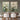 Set of 2 Impressionist Floral Oil Paintings with White Wildflowers and Green Background