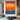 Color stripe abstract canvas art with vibrant sunset tones in red, orange, yellow, and blue