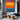 Color stripe abstract canvas art with vibrant sunset tones in red, orange, yellow, and blue