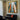 Vertical Echo abstract painting with textured orange and teal vertical brushstrokes