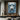 Textured Abstract Oil Painting of White Lion in Blue and White Tones