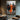 Blazing Bridge Dawn Abstract Cityscape Painting in Orange and Gray