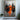 Blazing Bridge Dawn Abstract Cityscape Painting in Orange and Gray