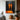 Abstract oil painting of two glowing orange human silhouettes standing vertically against a dark charcoal background with mirrored reflections.