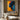 Original Abstract Face Wall Art in Blue and Orange with Female Silhouette