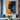 Original Abstract Face Wall Art in Blue and Orange with Female Silhouette