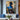 Abstract Portrait of a Woman in Blue with Beige Dress on Canvas
