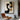 Modern abstract painting in 3:4 ratio featuring interlocking black geometric shapes, beige curves, and ivory background, creating balanced minimalist composition.  
