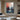 Abstract Lake View Canvas Wall Art in Red and Navy Blue