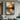 Abstract Oil Painting Luminous Cross in Gold and Grey with Metallic Texture