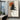 Abstract oriental landscape oil painting in minimal beige black and orange palette