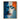 Original Abstract Portrait Wall Art in Blue and Orange with Closed Eyes