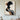 Abstract oil painting of a human profile with fluid black and white overlapping shapes on a light beige textured background.