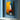 Abstract Sailboat Canvas Painting in Fiery Yellow Red and Blue Vertical Composition
