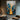 Abstract Urban Skyline Oil Painting in Gold and Blue