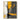 "Amber & Ash Bloom" abstract oil painting of a stylized tree with a black trunk and vibrant yellow textured foliage, set against a textured background of greys and whites with black and yellow drips.
