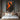 Abstract oil painting of a human figure in black silhouette with fiery orange brushstrokes