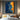 abstract fluid oil painting with deep blue and gold waves, cosmic-inspired wall art for modern decor