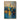 Hand-painted cityscape with yellow sunset and blue skyline in oil
