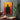 Dark Hero Abstract Portrait in Fiery Red and Yellow on Canvas