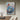 Pop art oil painting of vintage blue car with graffiti and surreal symbols, hand-painted canvas wall art with urban retro style and ironic text