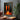 Abstract painting of two orange human silhouettes against black background