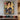 "Floral Tapestry Maiden" oil painting of a woman with flowers in her dark hair, wearing an intricately patterned blue dress, against a vibrant yellow background with floral and bird designs.
